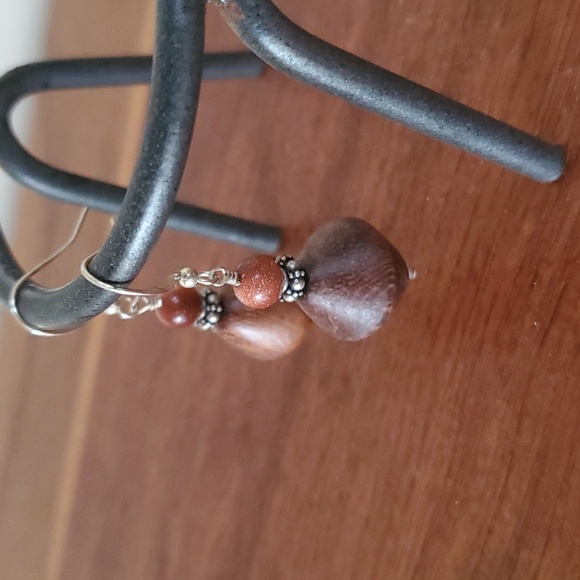 Handmade Wood Earrings - Picture 2 of 4